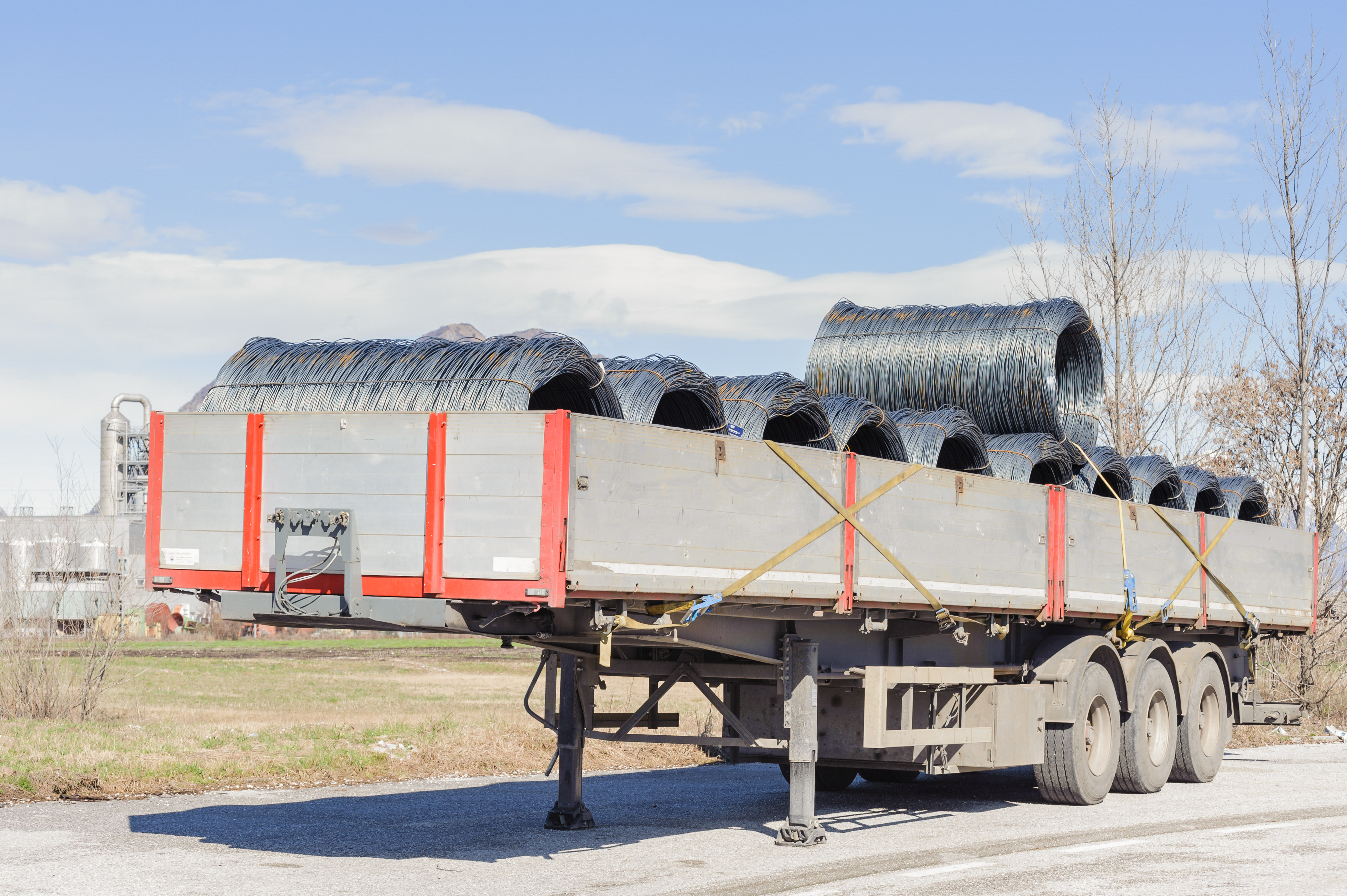 Steel coils prepared for transport